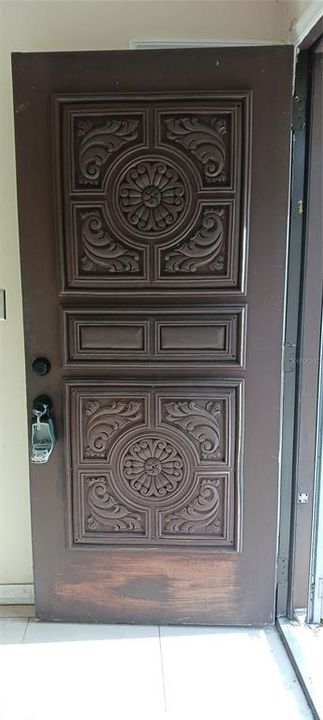 wood carved  front door