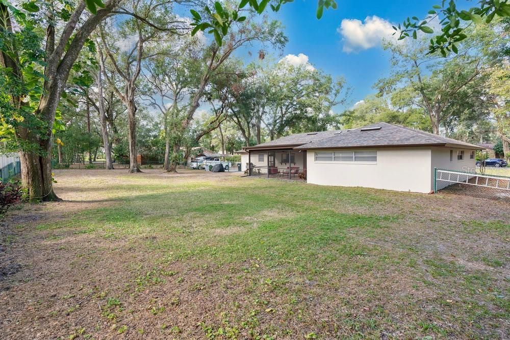 HUGE backyard with beautiful oak trees