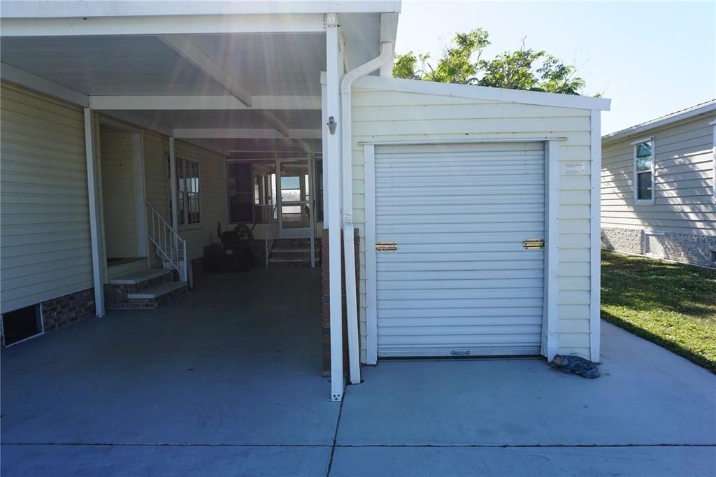 Front storage building has two access doors