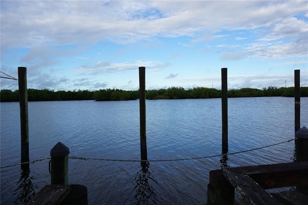 View of Peace River at community boat dock