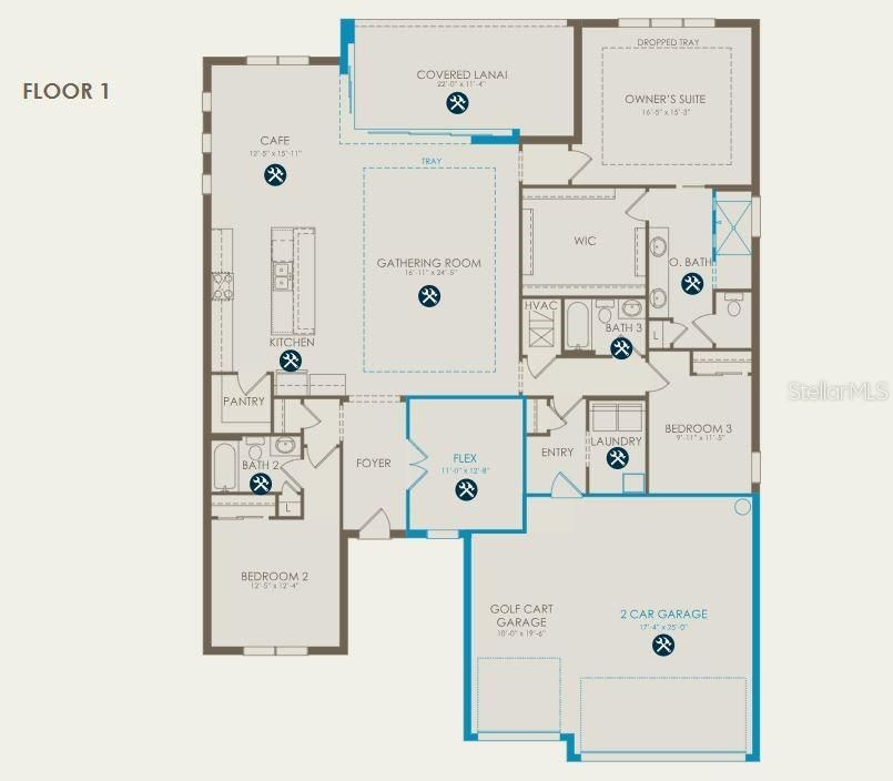 Floor plan with selected structurals