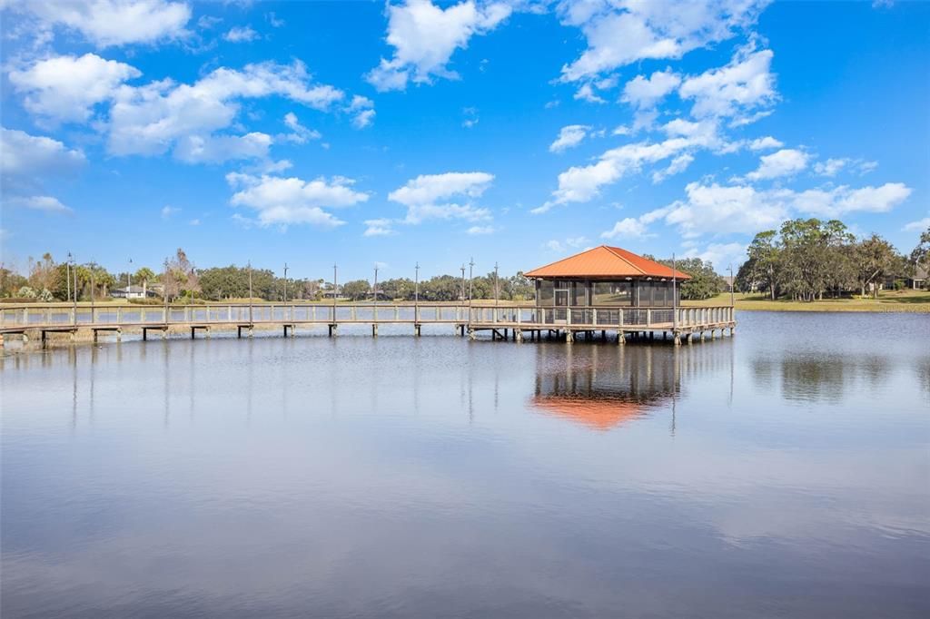 Gazebo on the water is spacious enough for large families to gather