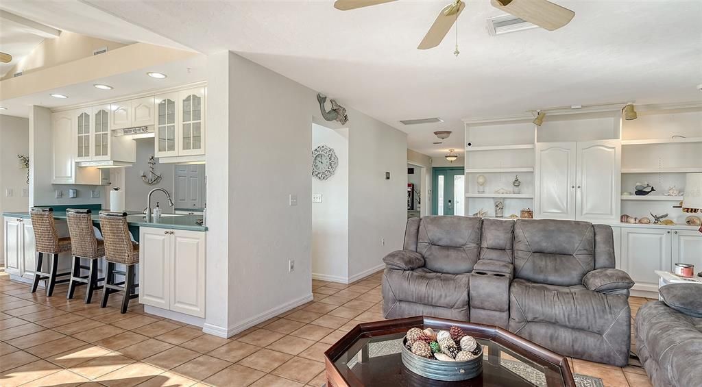 Kitchen open to living room.