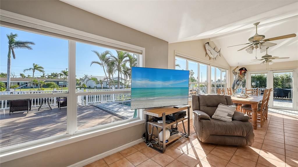 Living room to dining area.