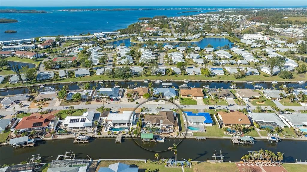 Aerial with Sarasota Bay.