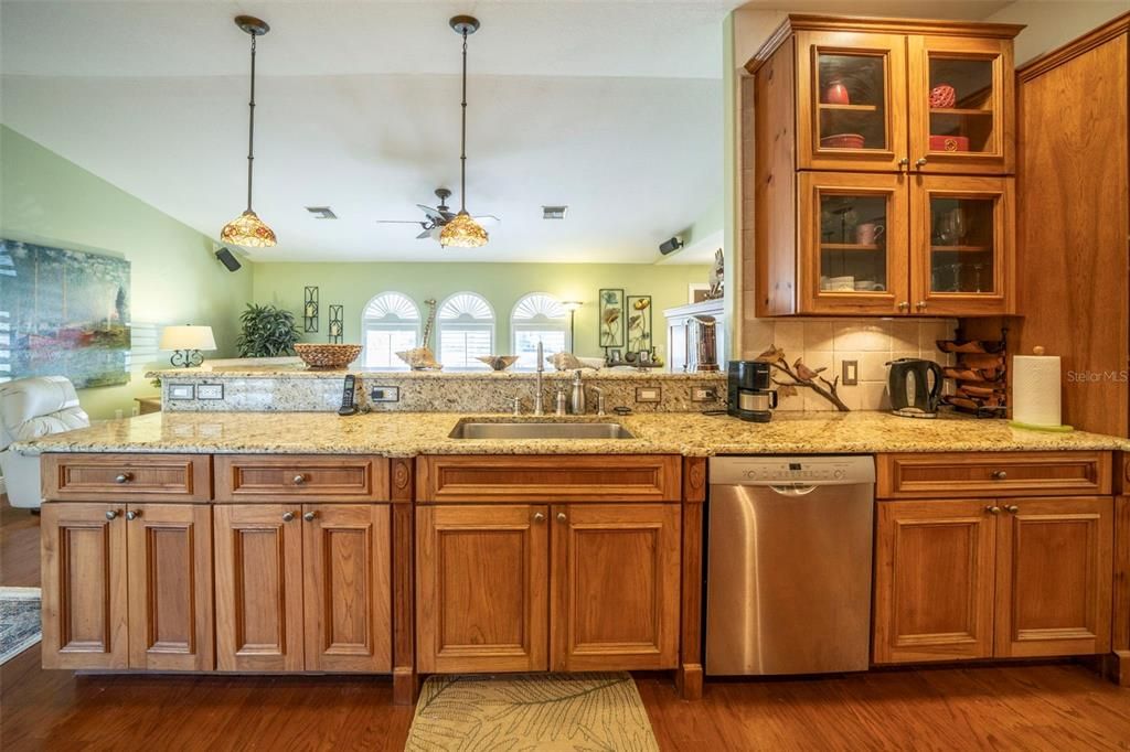 Lots of storage in this kitchen, and open to the living room.