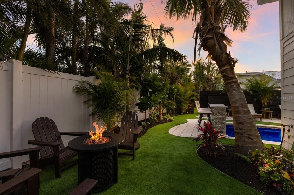 Fire pit area for cooler evenings after the watching the sunset