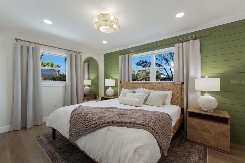 Bedroom #2 with custom wood accent wall