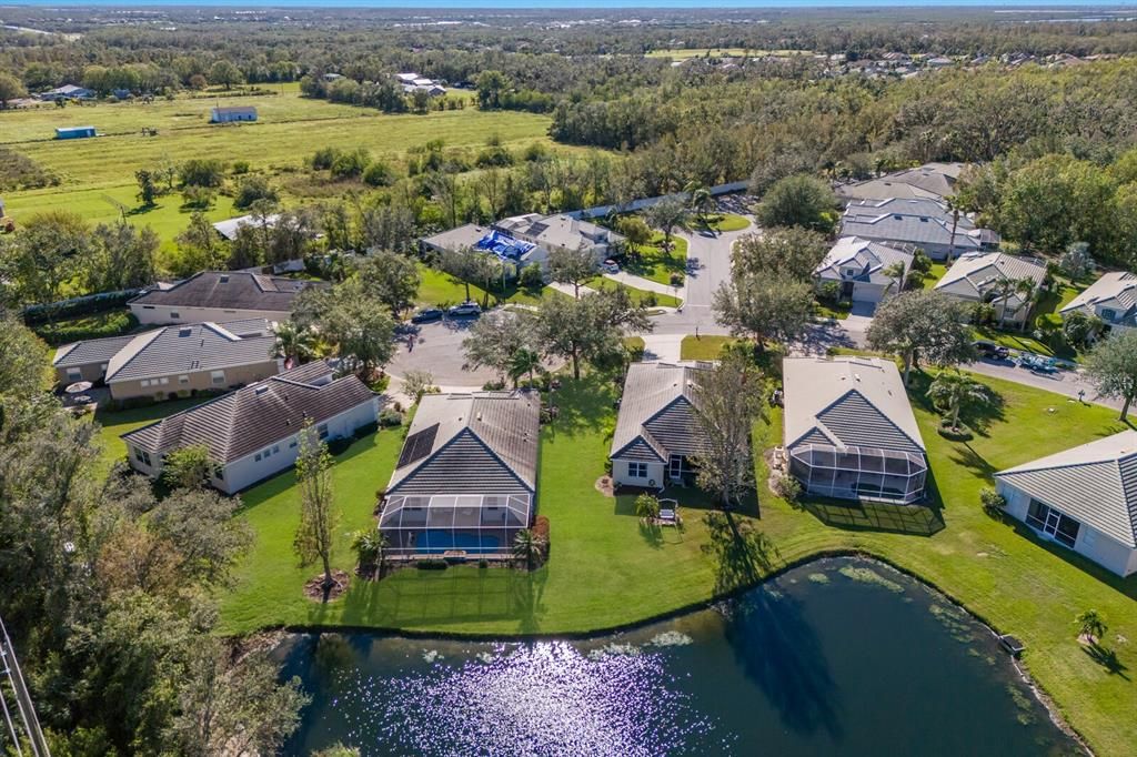 Aerial view of the home from the back