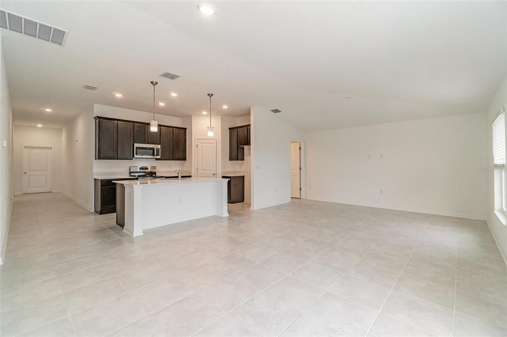 Tile floor throughout the living areas.