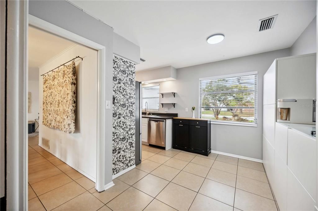 Kitchenette eating area with extra storage!