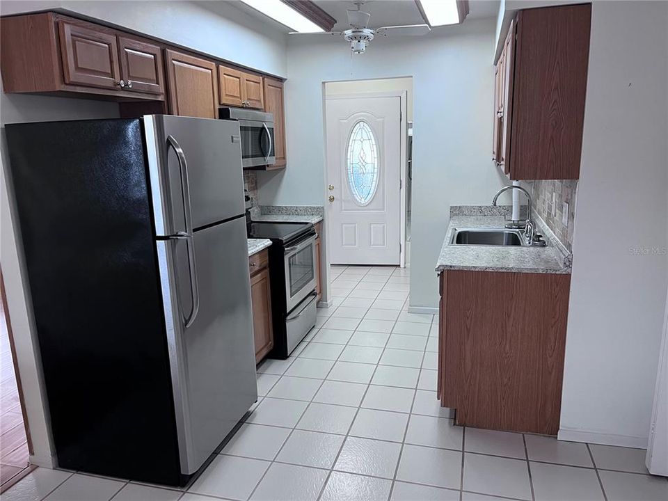 Kitchen with stainless steel appliances