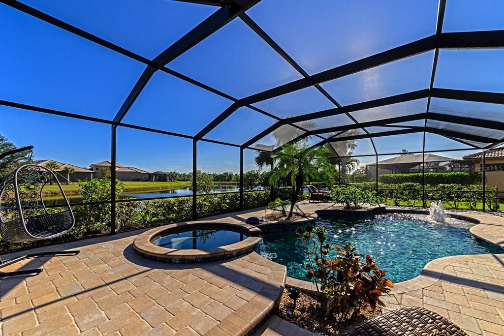 Custom Pool with stair entrance and Spa