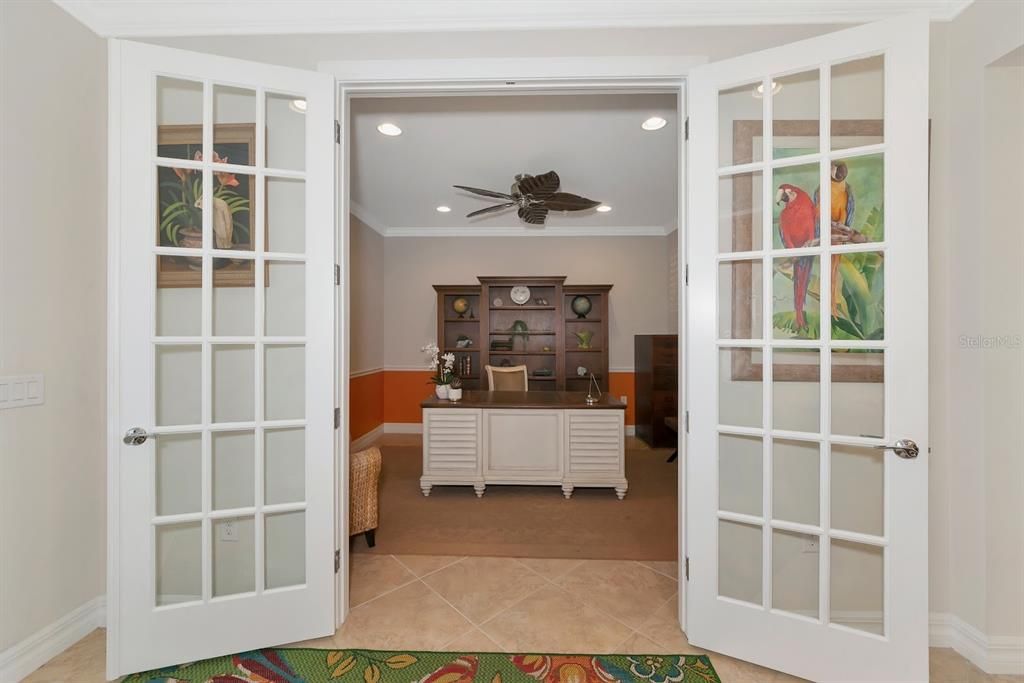 Home office Den with French Doors