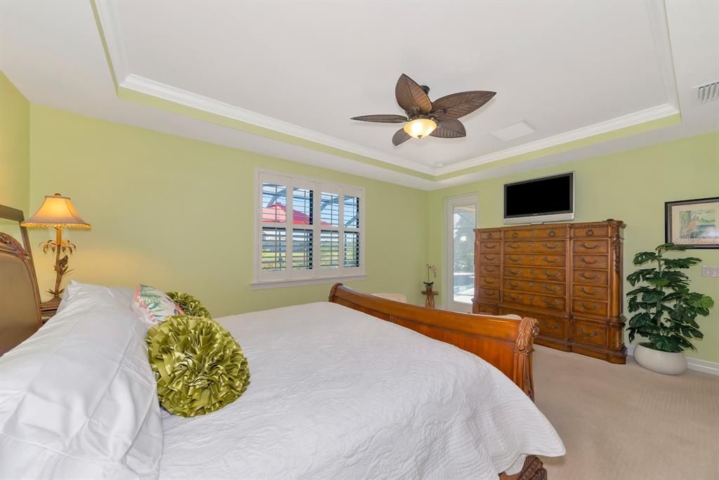 Main bedroom has tray ceiling