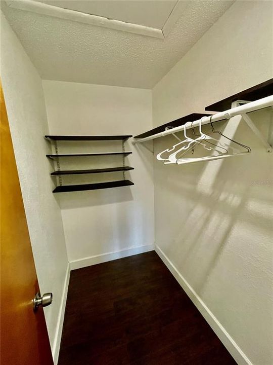 Primary bedroom walk-in closet.