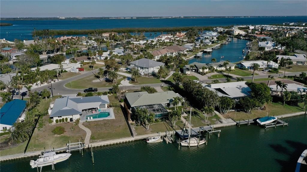 Back of home with Sailboat and Sarasota Bay.