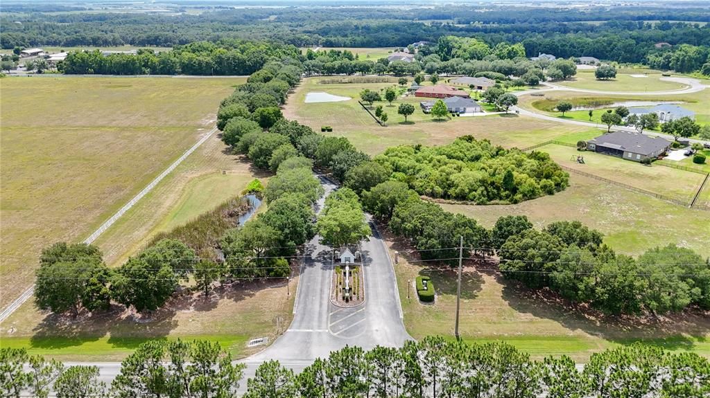 Subdivision entrance aerial view