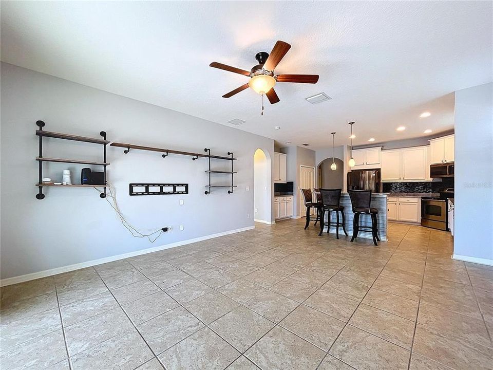 Living room looking to kitchen