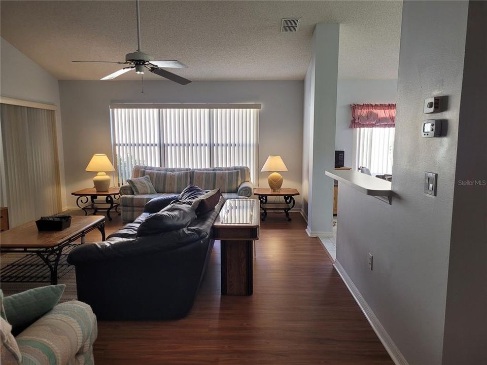 Large living area with vaulted ceiling