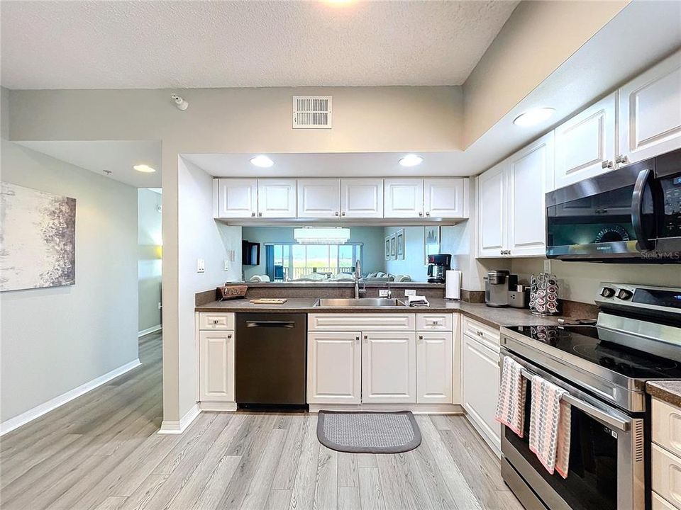 The kitchen offers plenty of room to prep dinners and entertain.