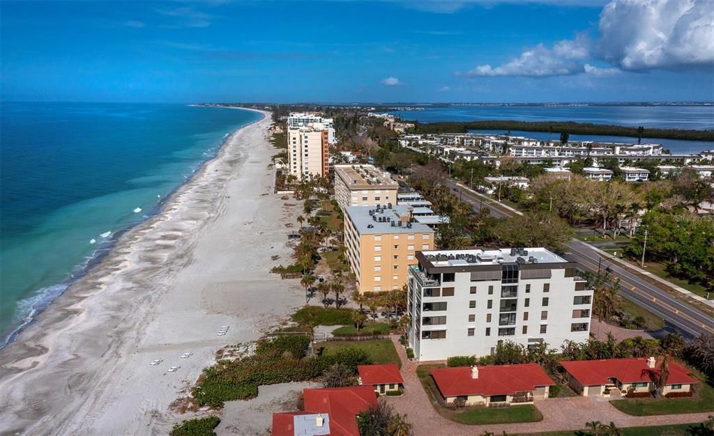 Approximately 4.5 miles of beach to the north.