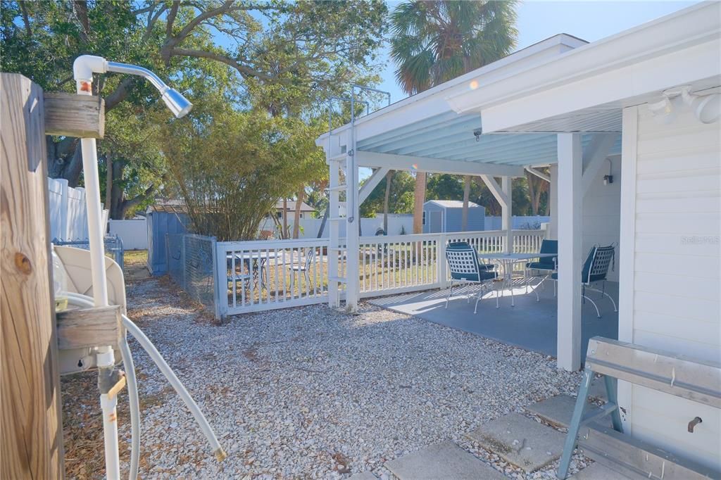 OUTDOOR shower is handy for pets, big toys and more!