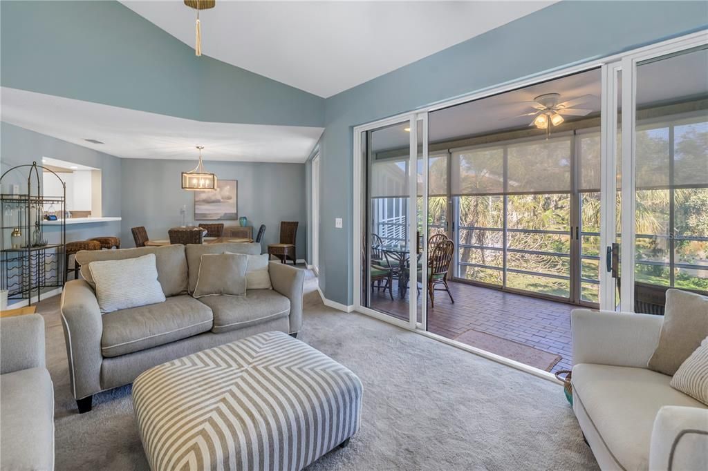 Living room overlooking large lanai