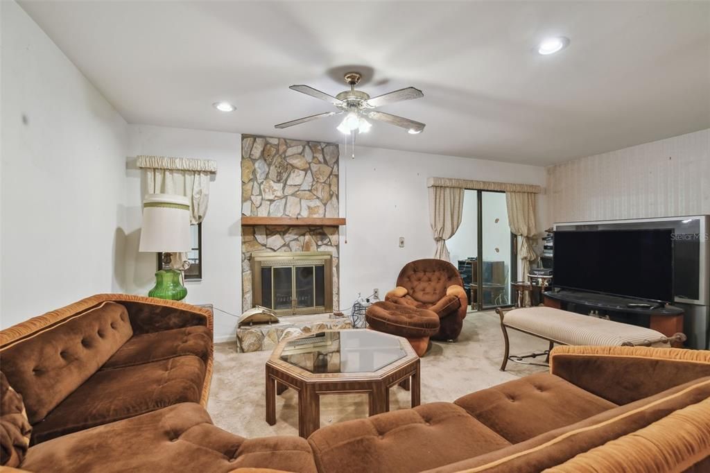 Living Room with working Fireplace