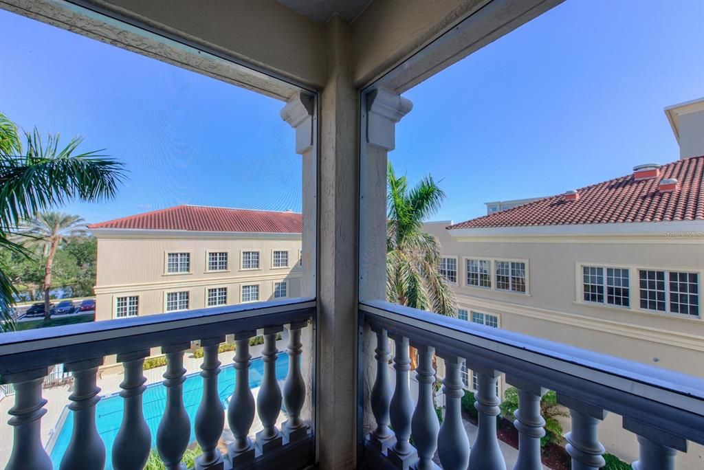 Balcony looking over the pool area