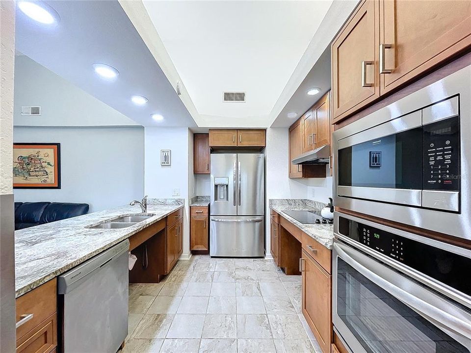 Updated kitchen with stainless appliances.