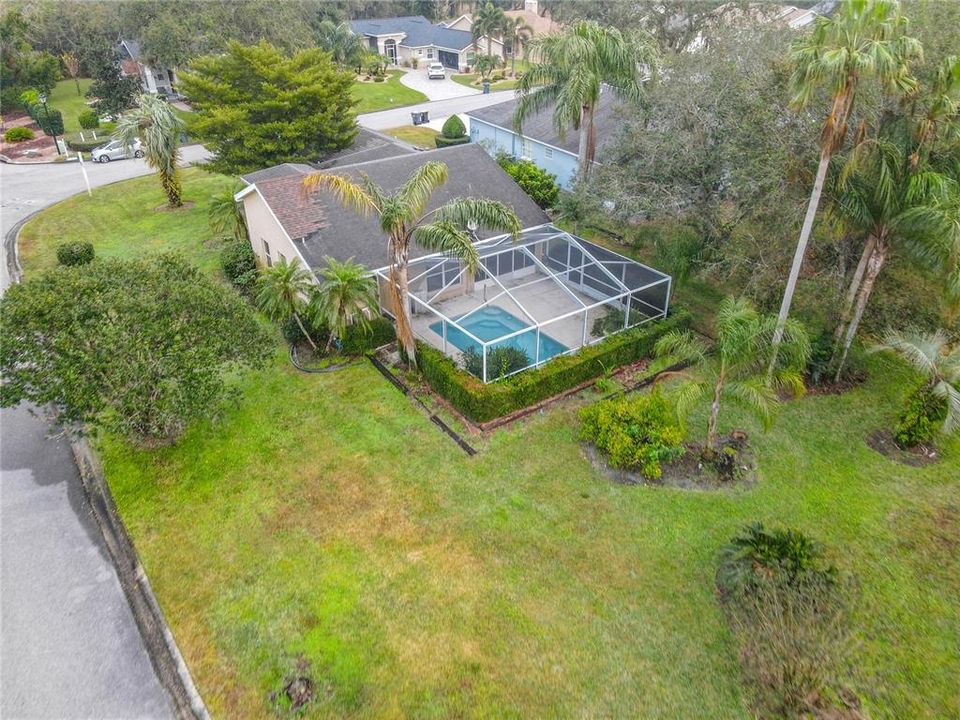 Aerial view of the 0.30 acre corner lot of 1099 Tequesta Trail.