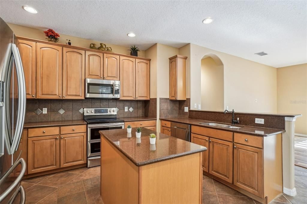 Kitchen open to the family room