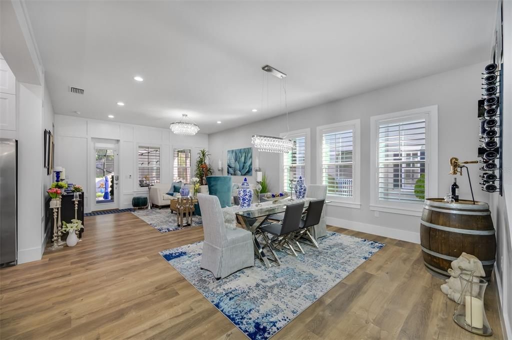 view of dining room in to living area