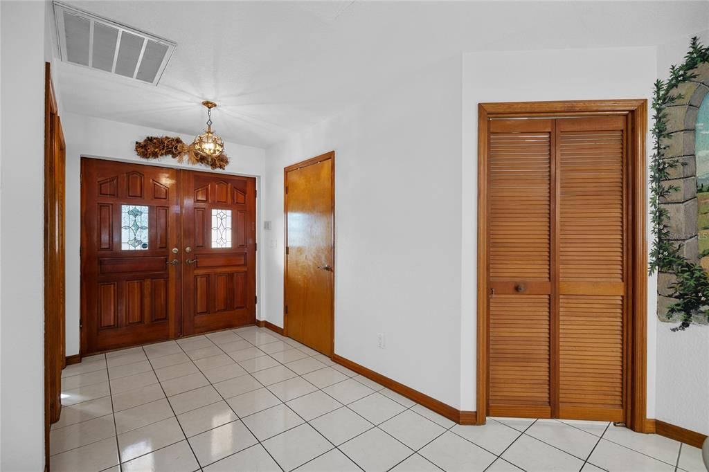 The view looking back towards the stately double front door entry.