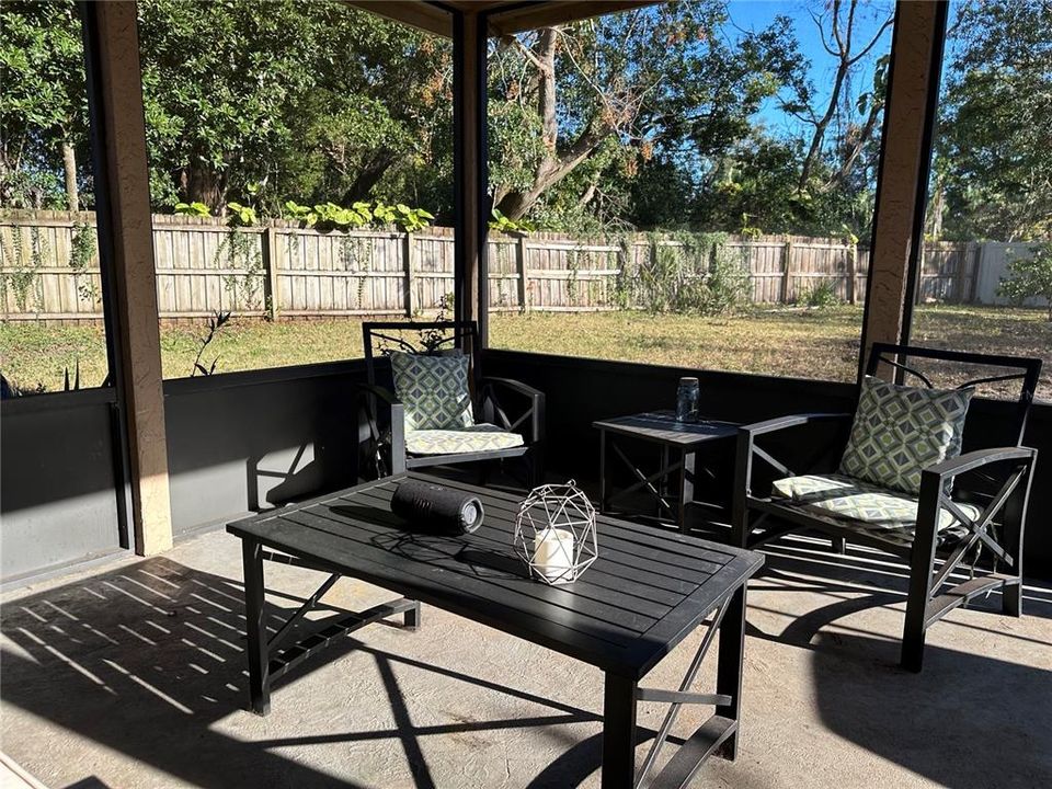 Screened in patio, large backyard with no rear neighbors!