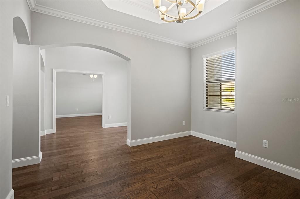 view of formal living area from formal dining area