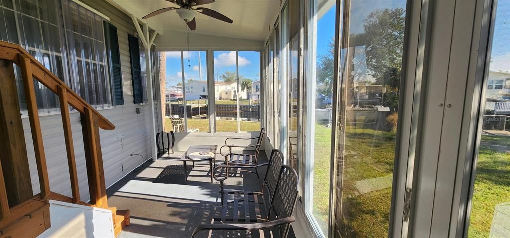 Entering into your covered/enclosed lanai with awesome views of the water....