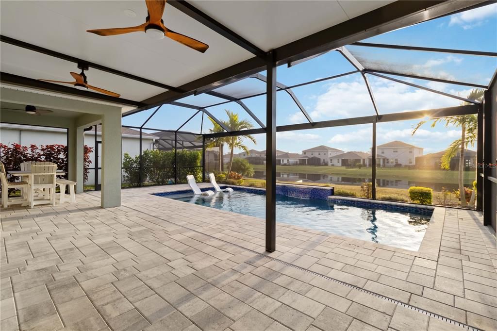 Extended Lanai with fans and paver flooring