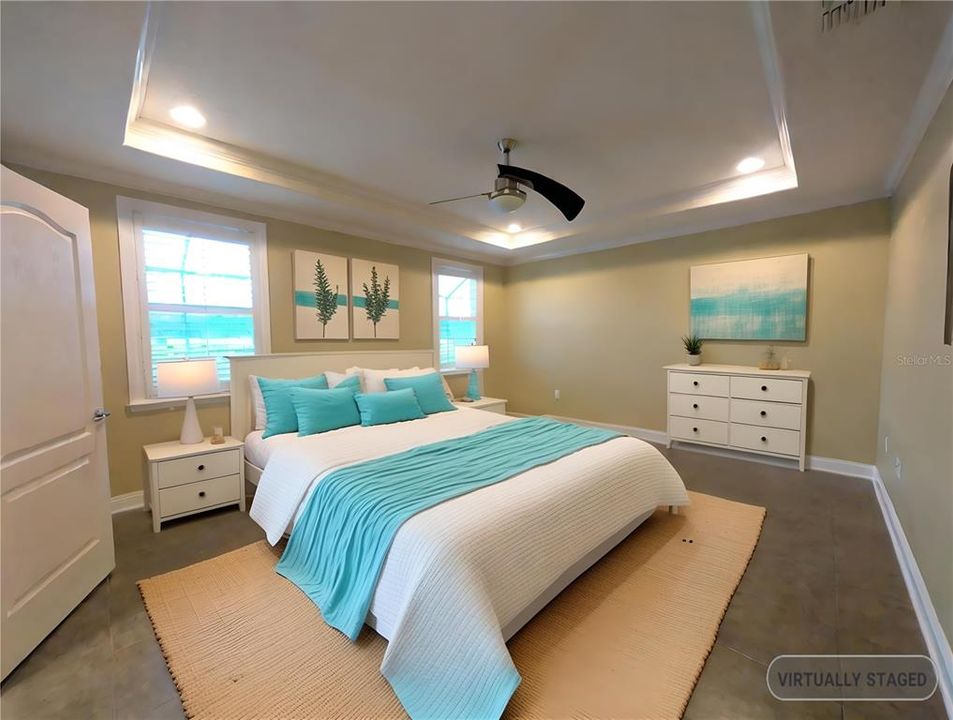 virtually stages master bedroom