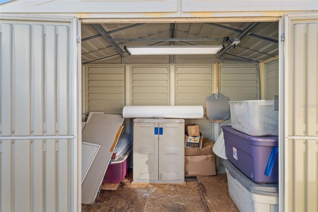 This storage shed does have electric