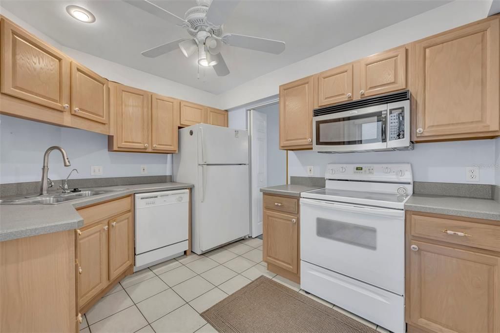 Kitchen is off of the dining room