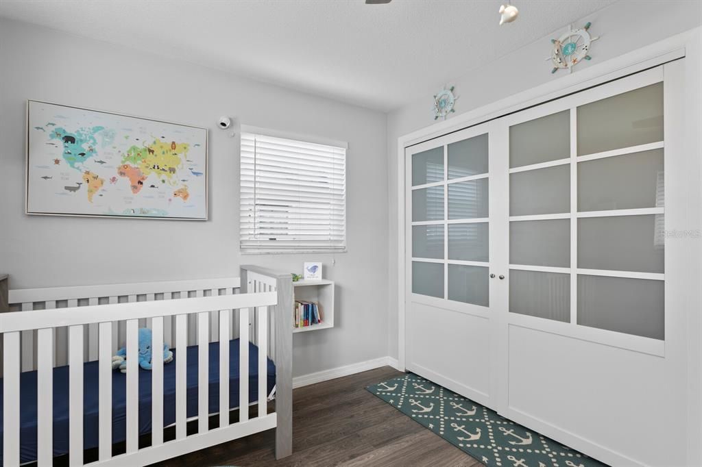 Decorative closet doors in the 2nd bedroom