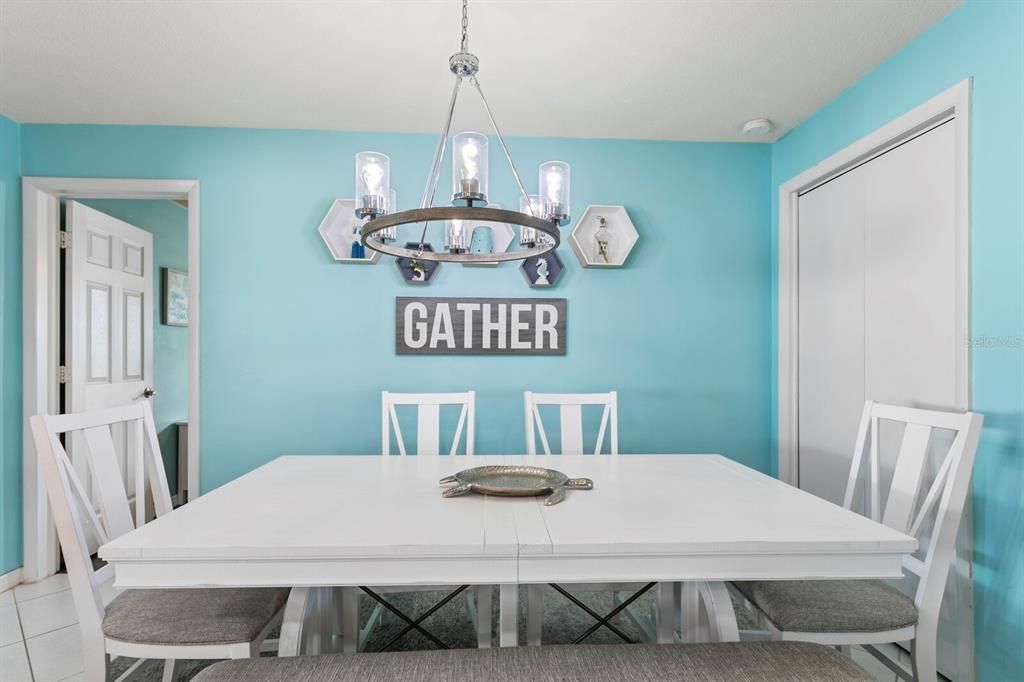 Dining room with closet pantry for additional storage