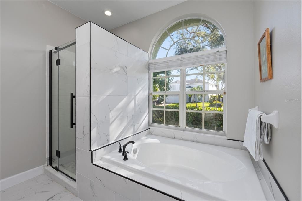 Elegant updates make this Primary Bathroom a spa like retreat