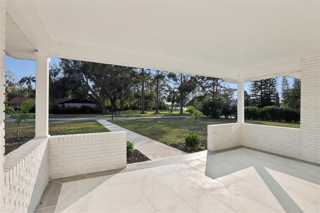 Covered Front Porch with Custom Tile