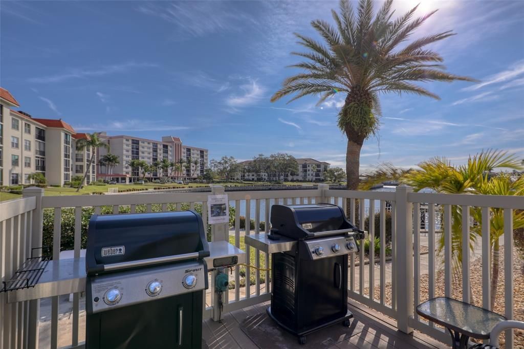 Grills in the pool area