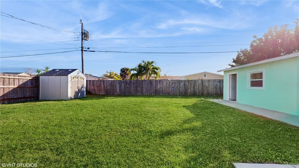 Fenced backyard