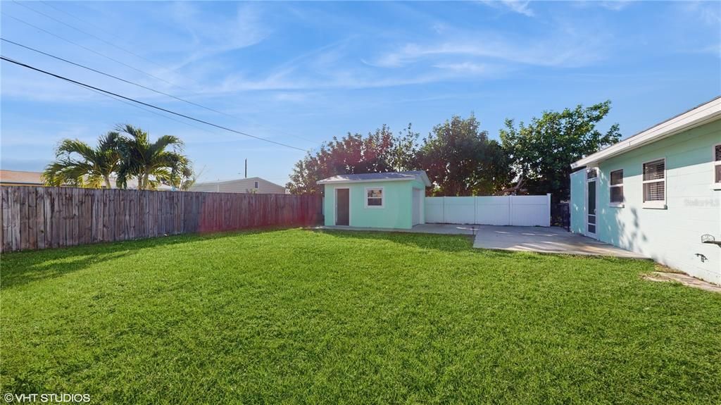 Fenced backyard