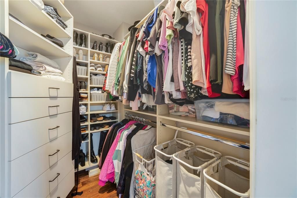 One of two walk in closets in primary suite